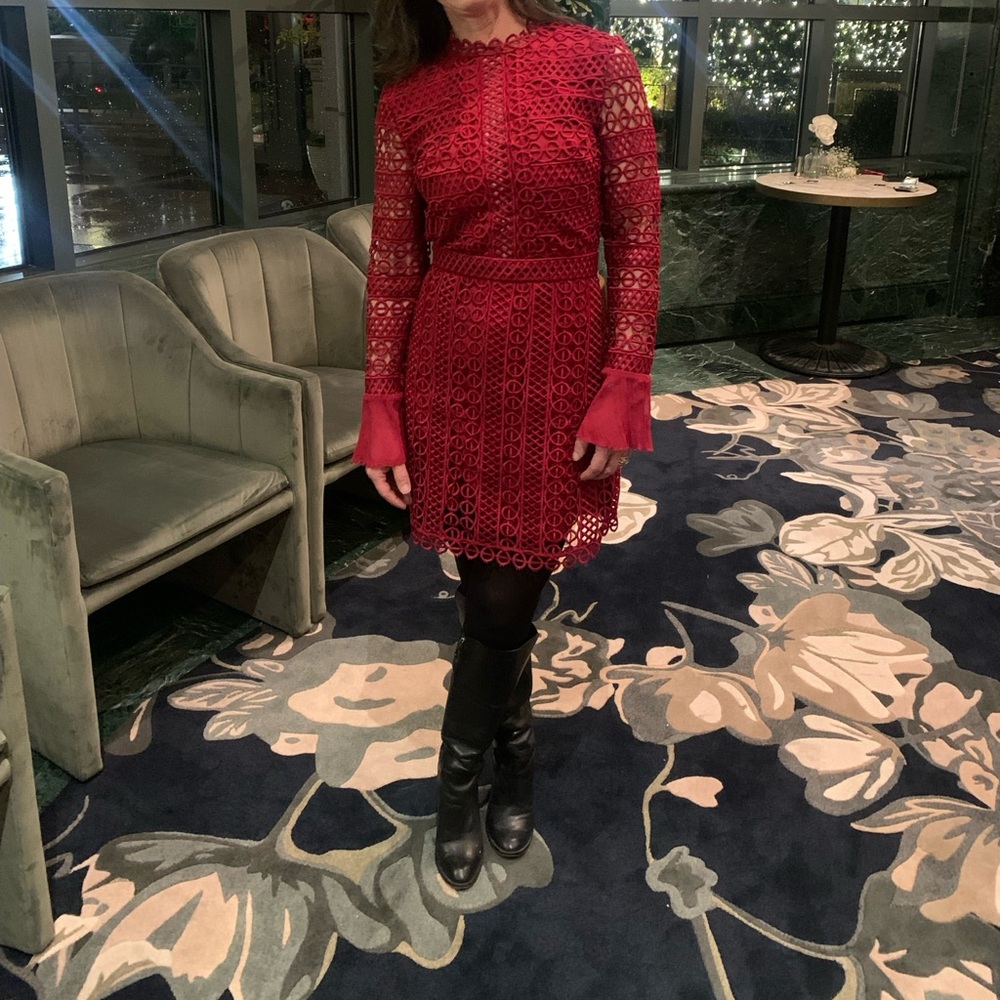 SAYLOR Vibrant Red Lace Dress